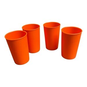 Tupperware 4 oz Juice Cups – Set of 4 – Harvest Orange – Made in USA Vintage